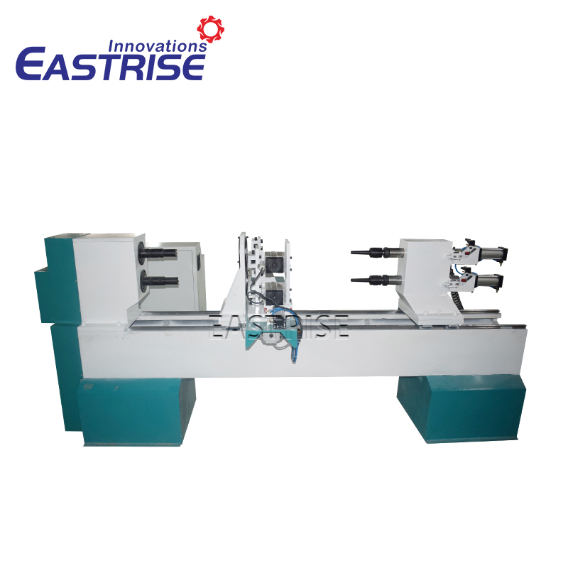 Torno de torneado de madera CNC con portaherramientas doble de 3 ejes con husillos horizontales