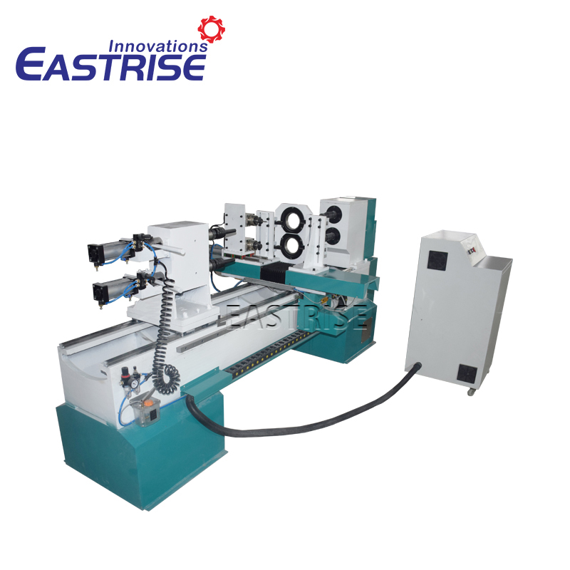 Torno de torneado de madera CNC con portaherramientas doble de 3 ejes con husillos horizontales