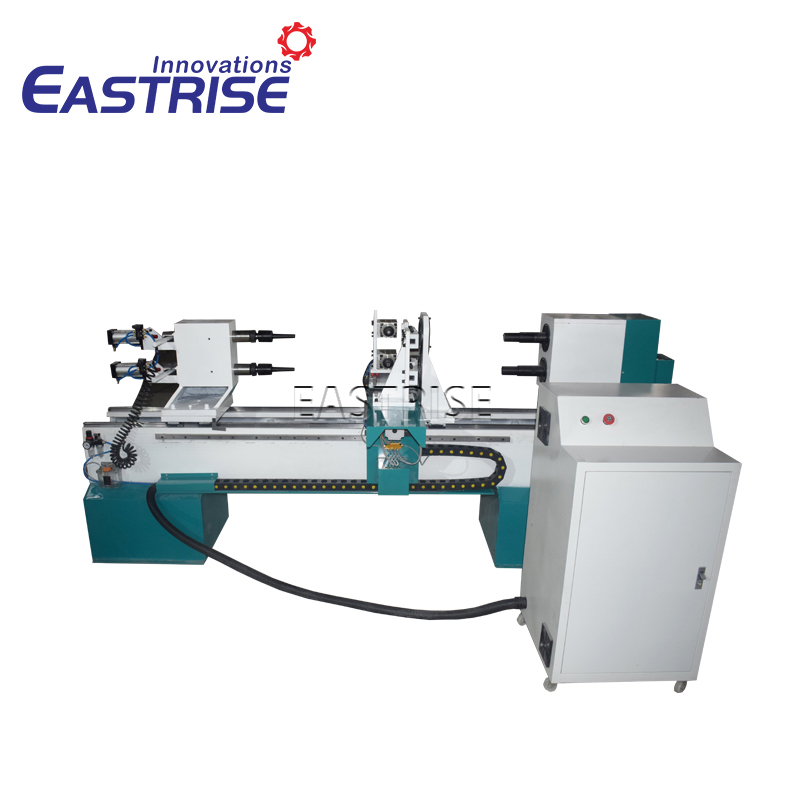 Torno de torneado de madera CNC con portaherramientas doble de 3 ejes con husillos horizontales