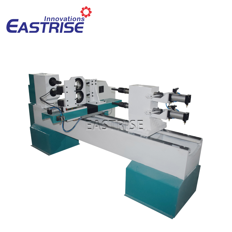 Torno de torneado de madera CNC con portaherramientas doble de 3 ejes con husillos horizontales