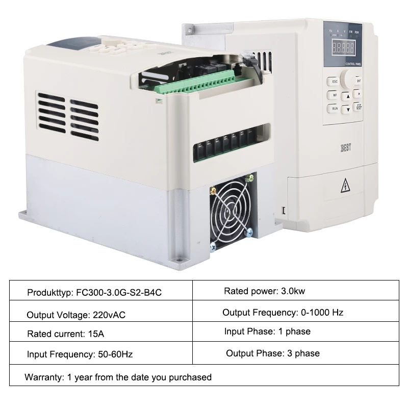 MEJOR Inversor VFD 3.0kw Unidad de conversión de frecuencia Inversor de 220V Salida trifásica para control de velocidad del motor del husillo del enrutador CNC