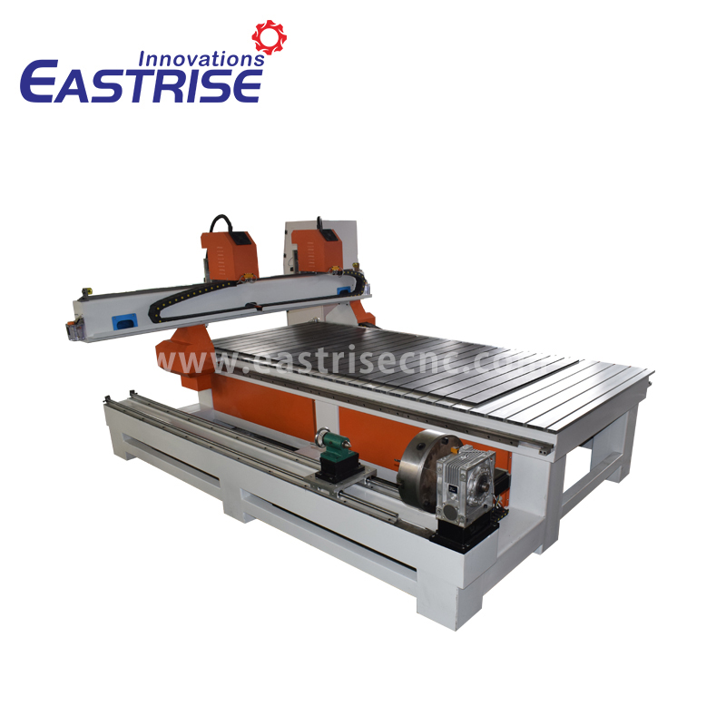 Enrutador CNC de madera de dos cabezales con cuarta rotación