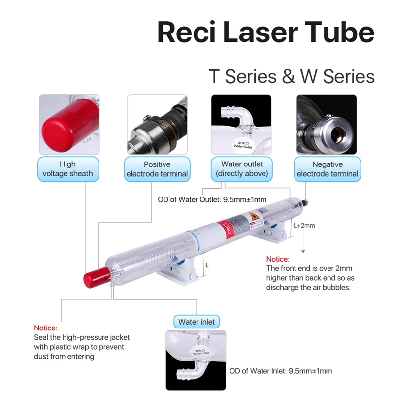  Reci W2/T2 90W-100W Tubo láser CO2 Caja de madera Embalaje Máquina cortadora y grabadora láser CO2 