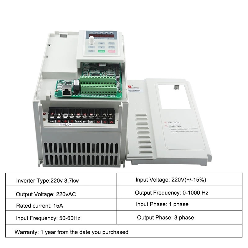 Inversor FULING VFD 3.7 KW 220V 380V Unidad de frecuencia variable 7A Corriente, Control de velocidad del motor del husillo de la fresadora CNC