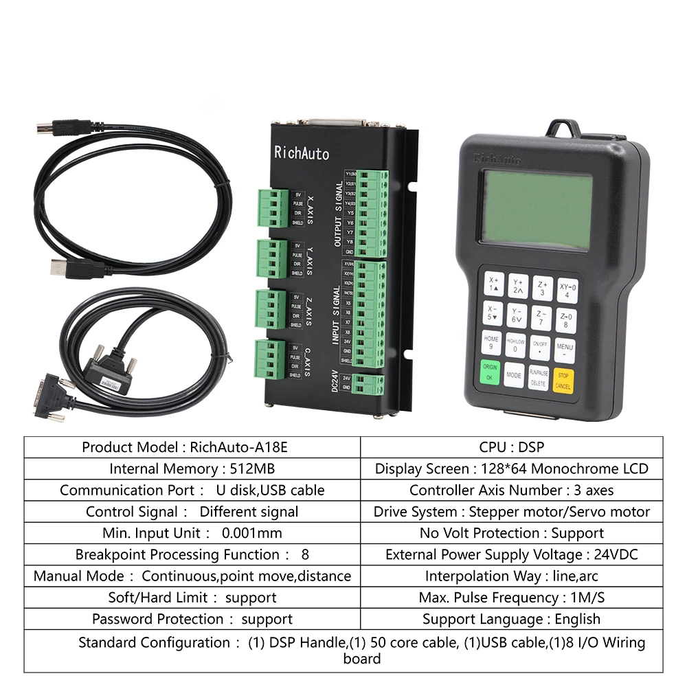 Controlador RichAuto DSP A11 DSP versión en inglés utilizado para máquina enrutadora CNC